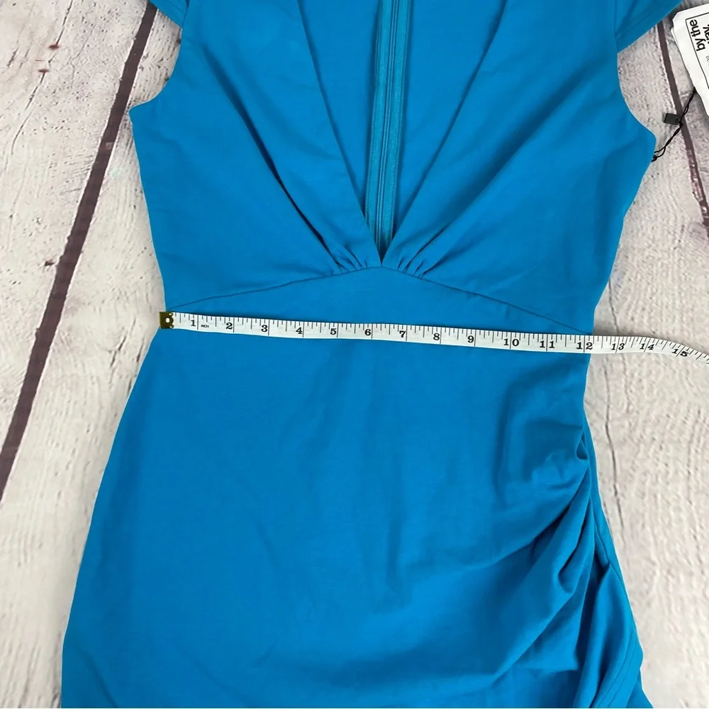 Revolve By The Way Minnie Deep V Dress Ruched Bodycon Size Small Blue - Picture 13 of 15